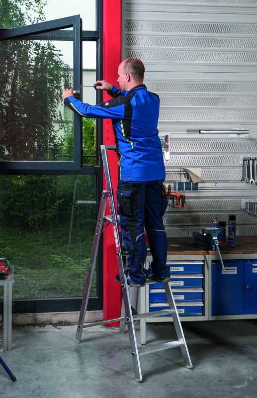 euroline 22577 WORK line Alu - Stufenstehleiter mit Sicherheitsbrücke - Topleiter