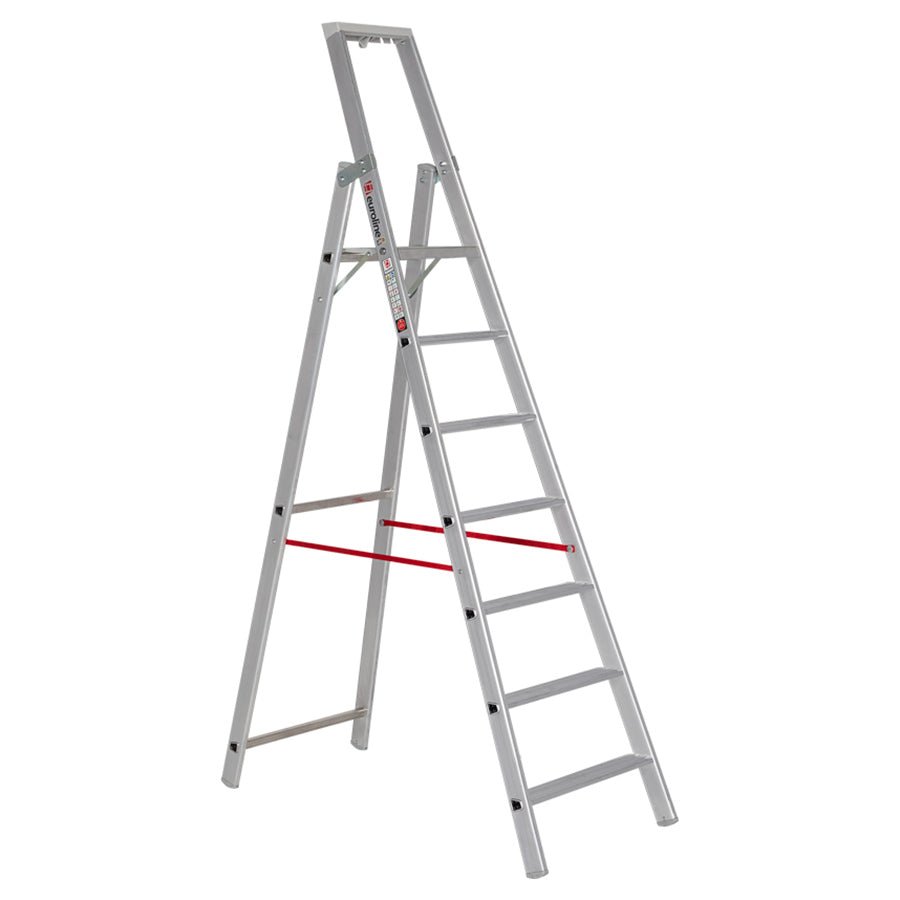 euroline 22577 WORK line Alu - Stufenstehleiter mit Sicherheitsbrücke - Topleiter
