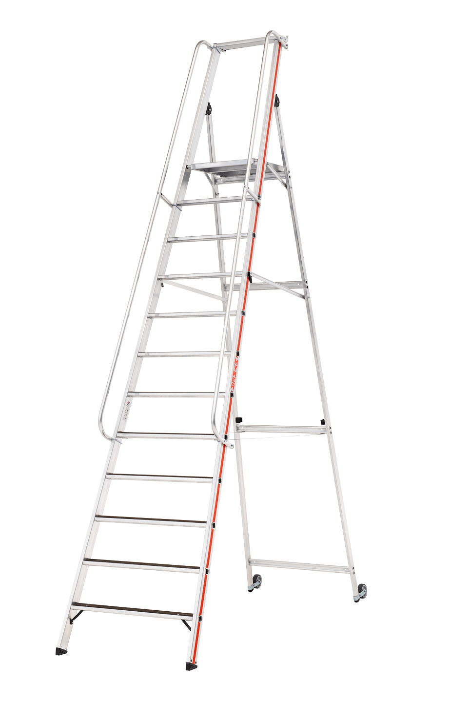 Hymer Plattformleiter R13 8681 mit Kipprollen und langem Handlauf - Topleiter