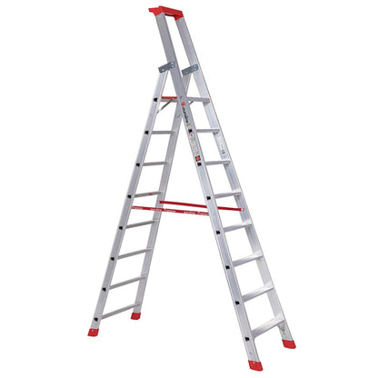 euroline 32577 PREMIUM line Alu - Stufenstehleiter mit Sicherheitsbrücke - Topleiter