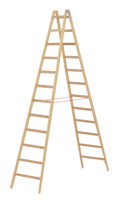 Hymer Holz - Sprossenstehleiter 71410, beidseitig begehbar - Topleiter